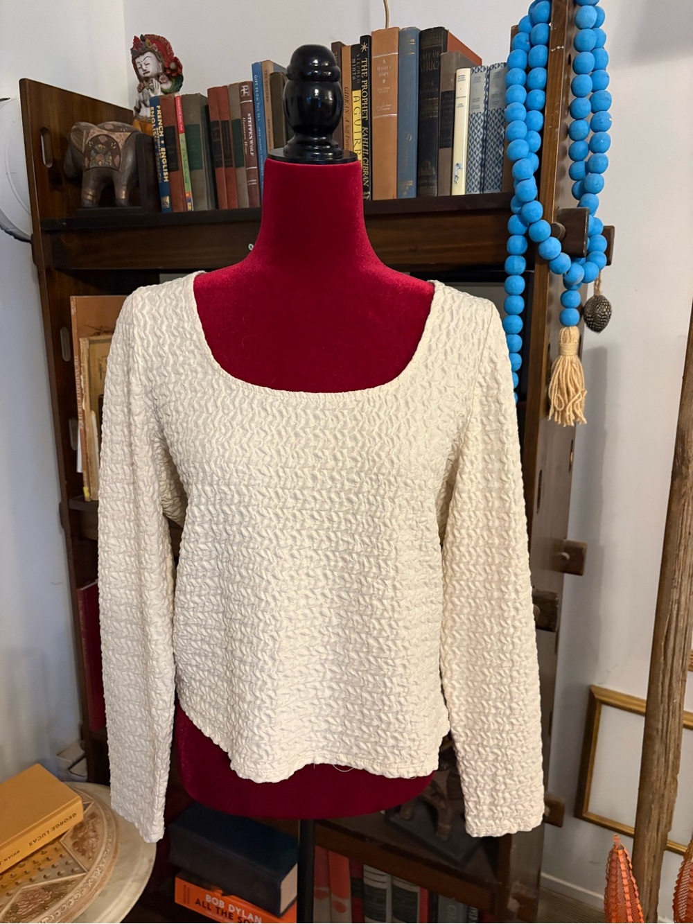 Maurices Cream Textured Scoop Neck Top